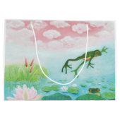 Ein Frosch springt in die Teichillustration Große Geschenktüte (Rückseite)