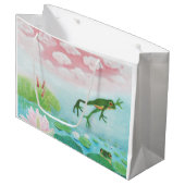 Ein Frosch springt in die Teichillustration Große Geschenktüte (Vorderseite Schrägansicht)