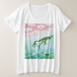 Ein Frosch springt in die Teichillustration Große Größe T-Shirt