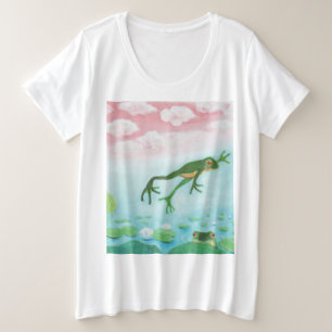 Ein Frosch springt in die Teichillustration Große Größe T-Shirt