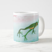 Ein Frosch springt in die Teichillustration Jumbo-Tasse (Vorderseite Rechts)