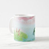 Ein Frosch springt in die Teichillustration Kaffeetasse (Vorderseite Links)