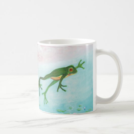 Ein Frosch springt in die Teichillustration Kaffeetasse (Rechts)