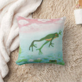 Ein Frosch springt in die Teichillustration Kissen (Decke)