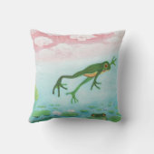 Ein Frosch springt in die Teichillustration Kissen (Rückseite)