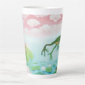 Ein Frosch springt in die Teichillustration Milchtasse (Vorderseite)