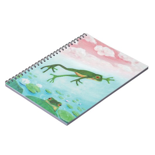 Ein Frosch springt in die Teichillustration Notizblock (Linke Seite)