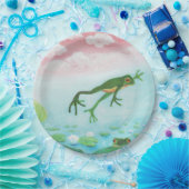 Ein Frosch springt in die Teichillustration Pappteller (Party)