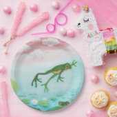 Ein Frosch springt in die Teichillustration Pappteller (Party)