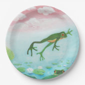 Ein Frosch springt in die Teichillustration Pappteller (Vorderseite)