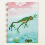 Ein Frosch springt in die Teichillustration Planer (Vorderseite)