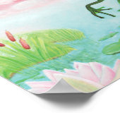 Ein Frosch springt in die Teichillustration Poster (Ecke)