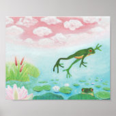 Ein Frosch springt in die Teichillustration Poster (Vorne)