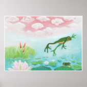 Ein Frosch springt in die Teichillustration Poster (Vorne)