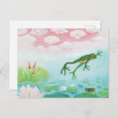 Ein Frosch springt in die Teichillustration Postkarte (Vorne/Hinten)