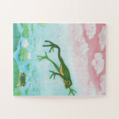 Ein Frosch springt in die Teichillustration Puzzle (Horizontal)
