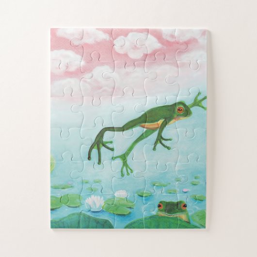 Ein Frosch springt in die Teichillustration Puzzle (Vertikal)