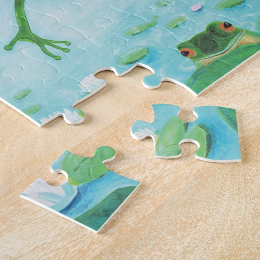 Ein Frosch springt in die Teichillustration Puzzle (Seite)