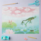 Ein Frosch springt in die Teichillustration Seidenpapier (Basteln)