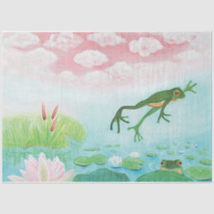 Ein Frosch springt in die Teichillustration Seidenpapier