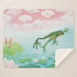 Ein Frosch springt in die Teichillustration Sherpadecke