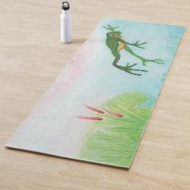 Ein Frosch springt in die Teichillustration Yogamatte