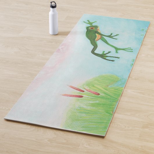 Ein Frosch springt in die Teichillustration Yogamatte (Beispiel)