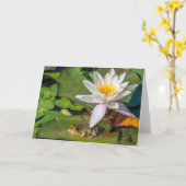 Ein Frosch unter einer Nnuphar-Blüte Karte (Gelbe Blume)