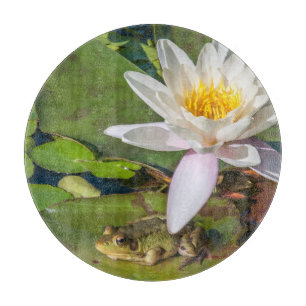 Ein Frosch unter einer Seerose Schneidebrett