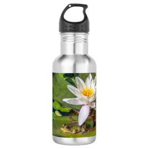 Ein Frosch unter einer Seerose Trinkflasche