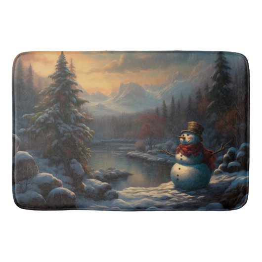 Ein frostiger Empfang | Jolly Snowman Christmas Badematte (Vorderseite)