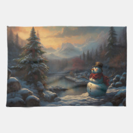 Ein frostiger Empfang | Jolly Snowman Christmas Geschirrtuch