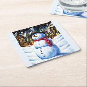 EIN FROSTY CHRISTMAVE RECHTECKIGER PAPPUNTERSETZER (angewinkelt)