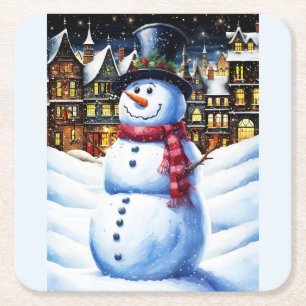 EIN FROSTY CHRISTMAVE RECHTECKIGER PAPPUNTERSETZER