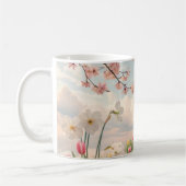 Ein Frühlingsblumenhintergrund Kaffeetasse (Links)