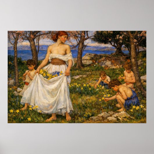 Ein Frühlingslied von John William Waterhouse Poster (Vorne)