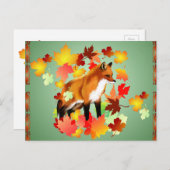 EIN FUCHS im FALL Postkarte (Vorne/Hinten)