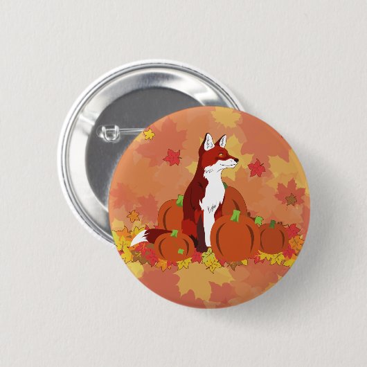 Ein Fuchs im Pumpkinpflaster Button (Vorne & Hinten)