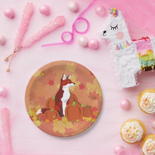 Ein Fuchs im Pumpkinpflaster Pappteller (Party)