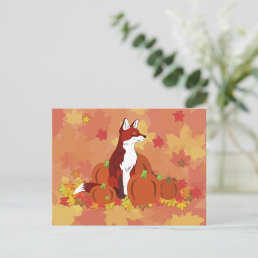 Ein Fuchs im Pumpkinpflaster Postkarte (Stehend Vorderseite)