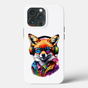 Ein Fuchs in Kopfhörern und Brillen Case-Mate iPhone Hülle