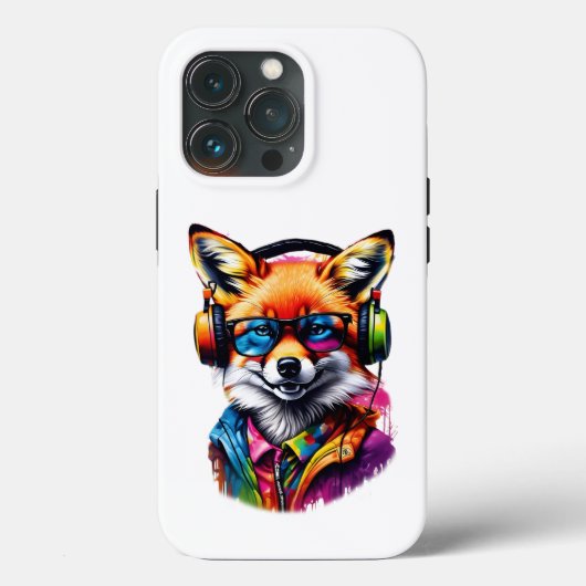 Ein Fuchs in Kopfhörern und Brillen Case-Mate iPhone Hülle (Rückseite)