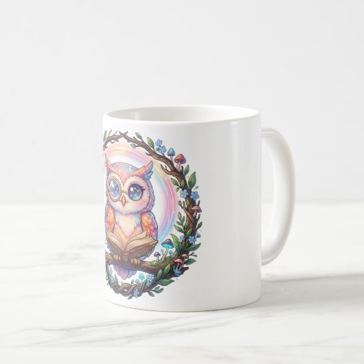 Ein funky himmlischer Eulen-Gelehrter-Becher! Kaffeetasse (VorderseiteRechts)