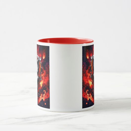 Ein furchtbarer, stilvoller Schädel mit Flammen. Tasse (Zentrum)