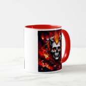 Ein furchtbarer, stilvoller Schädel mit Flammen. Tasse (VorderseiteRechts)