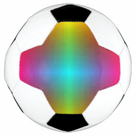 Ein Fußball mit einem Regenbogen-Verlaufs Muster