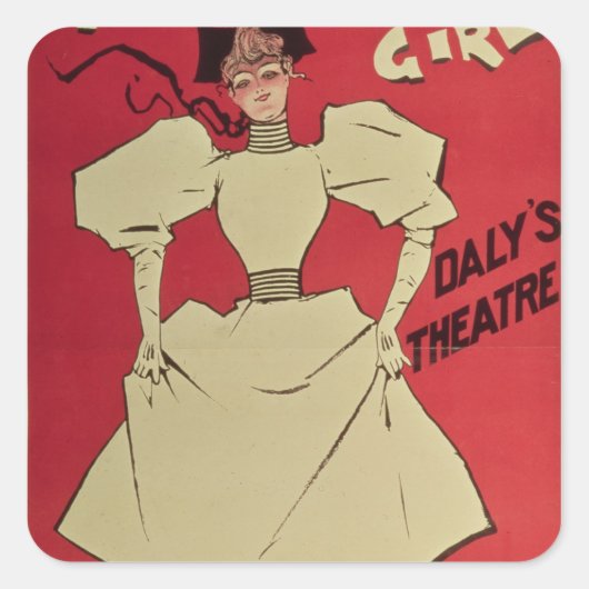 Ein Gaiety-Girl im Daly's Theater Quadratischer Aufkleber (Vorderseite)