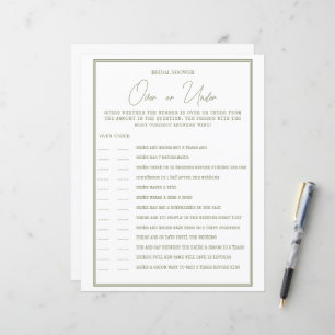 Ein GAME Blatt Papier für ein Brautparty.