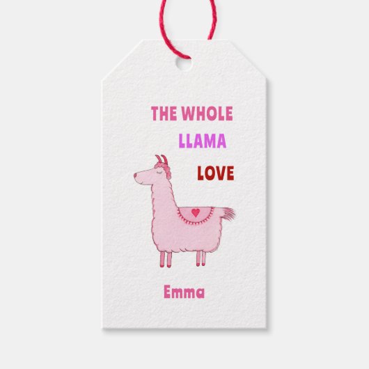Ein ganzer Lama-Liebe-Valentinstag Geschenkanhänger (Vorderseite)