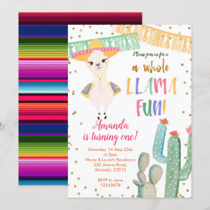 ein ganzer Llama Fun Kaktus Geburtstagseinladung Einladung